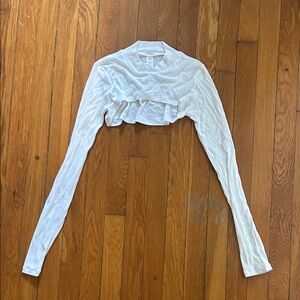 Alo White Ribbed Turtleneck Top